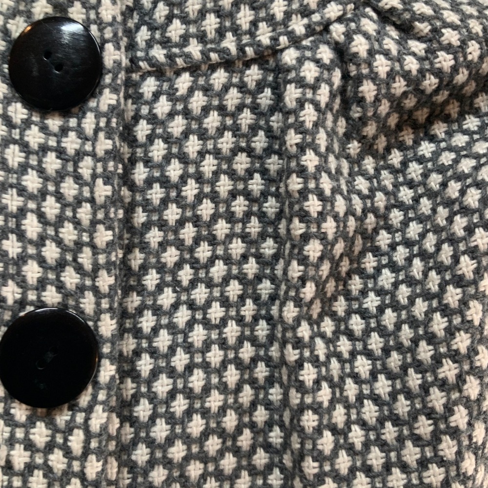 Luii Womens Grey White Geometric Button Front Swing Coat 3/4 Sleeve Size L - Picture 3 of 8
